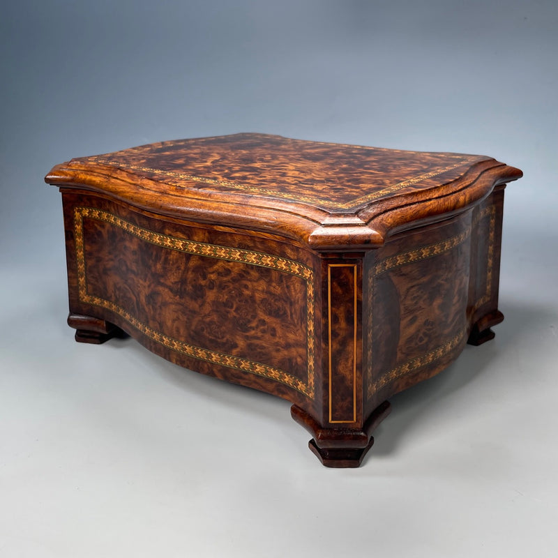 Victorian Burr Elm Inlaid Jewellery Box