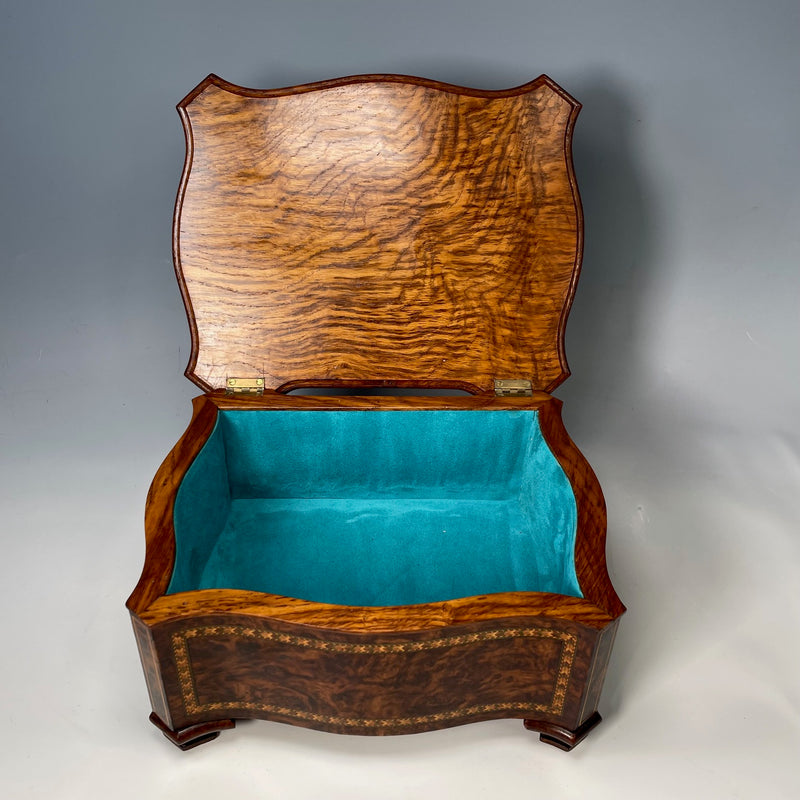 Victorian Burr Elm Inlaid Jewellery Box