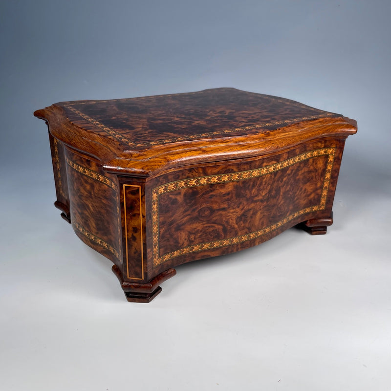 Victorian Burr Elm Inlaid Jewellery Box