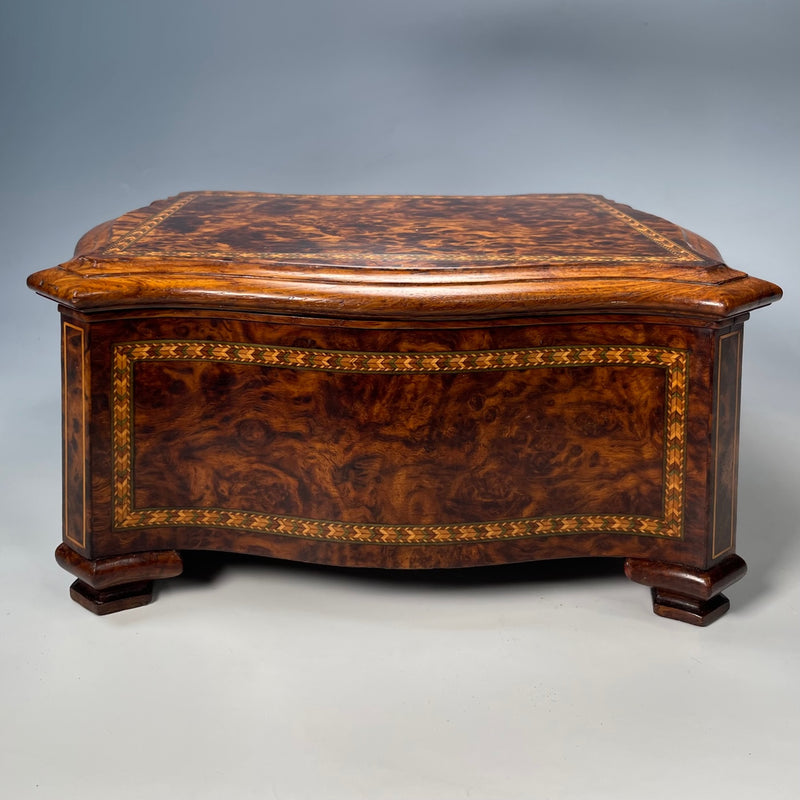 Victorian Burr Elm Inlaid Jewellery Box