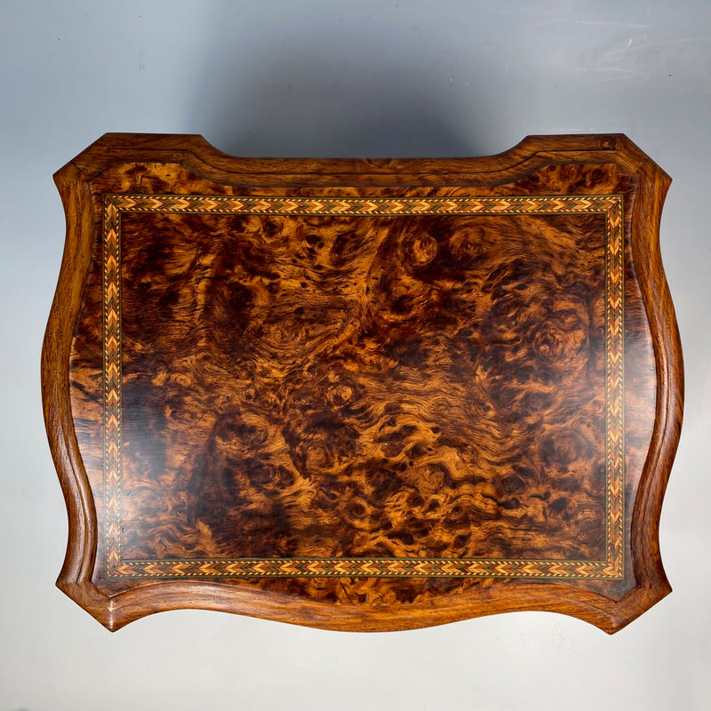 Victorian Burr Elm Inlaid Jewellery Box