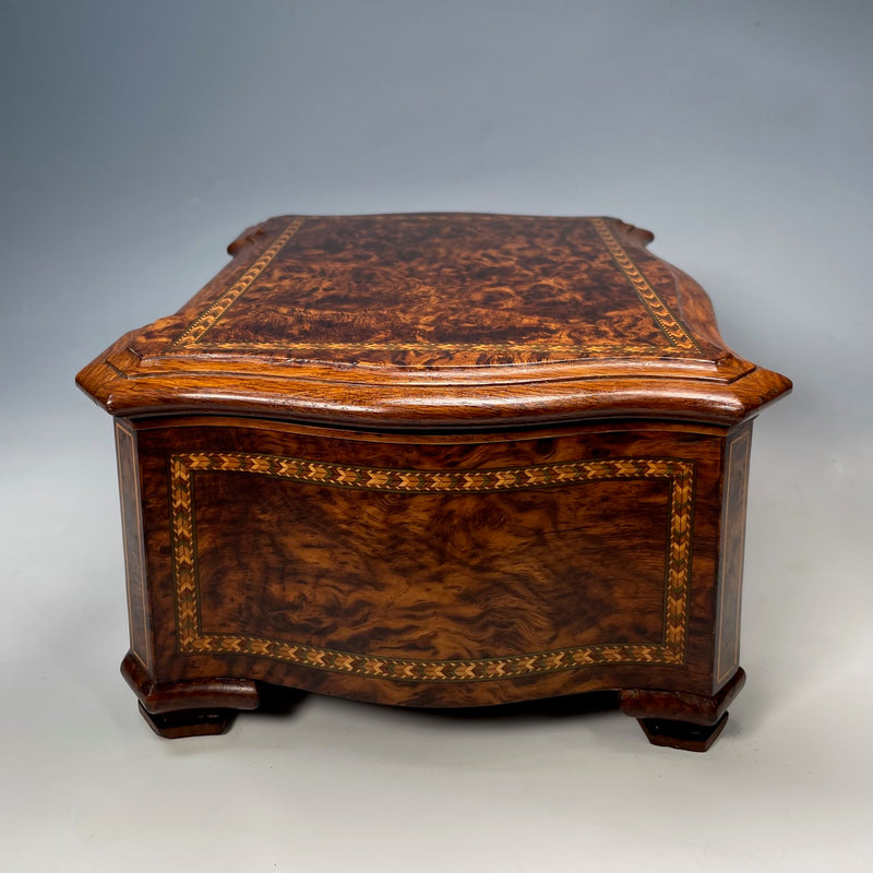 Victorian Burr Elm Inlaid Jewellery Box