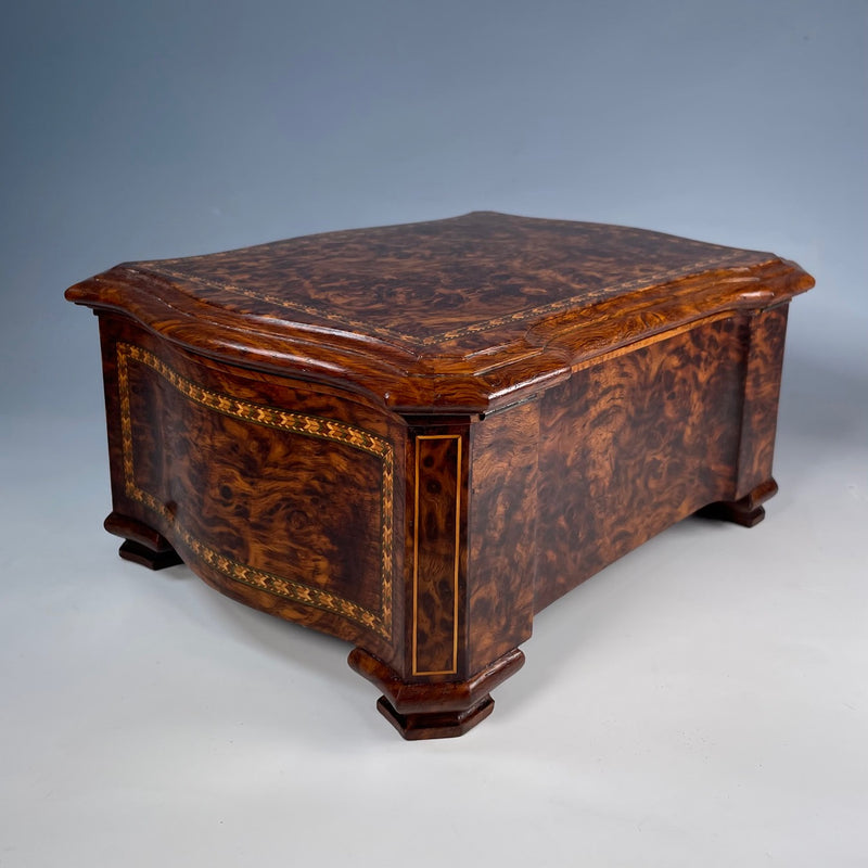 Victorian Burr Elm Inlaid Jewellery Box