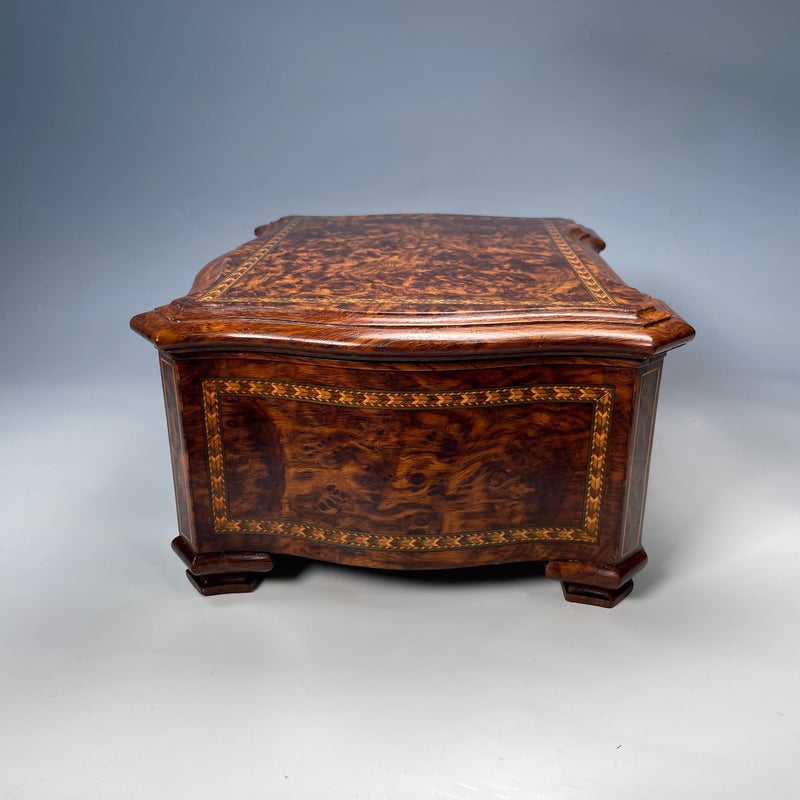 Victorian Burr Elm Inlaid Jewellery Box