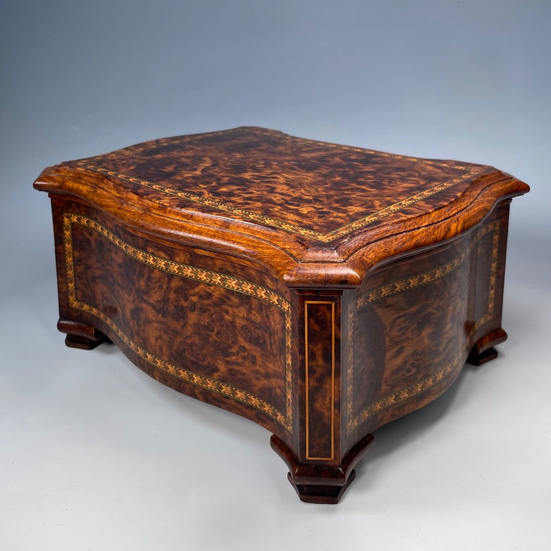 Victorian Burr Elm Inlaid Jewellery Box