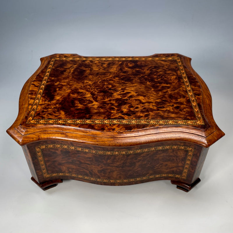 Victorian Burr Elm Inlaid Jewellery Box