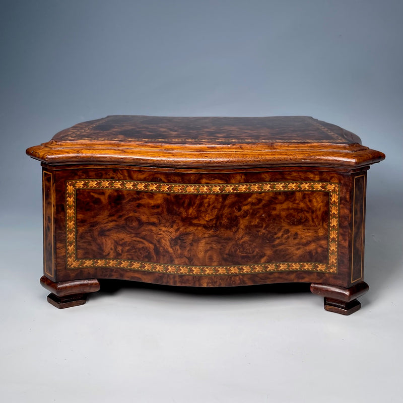 Victorian Burr Elm Inlaid Jewellery Box