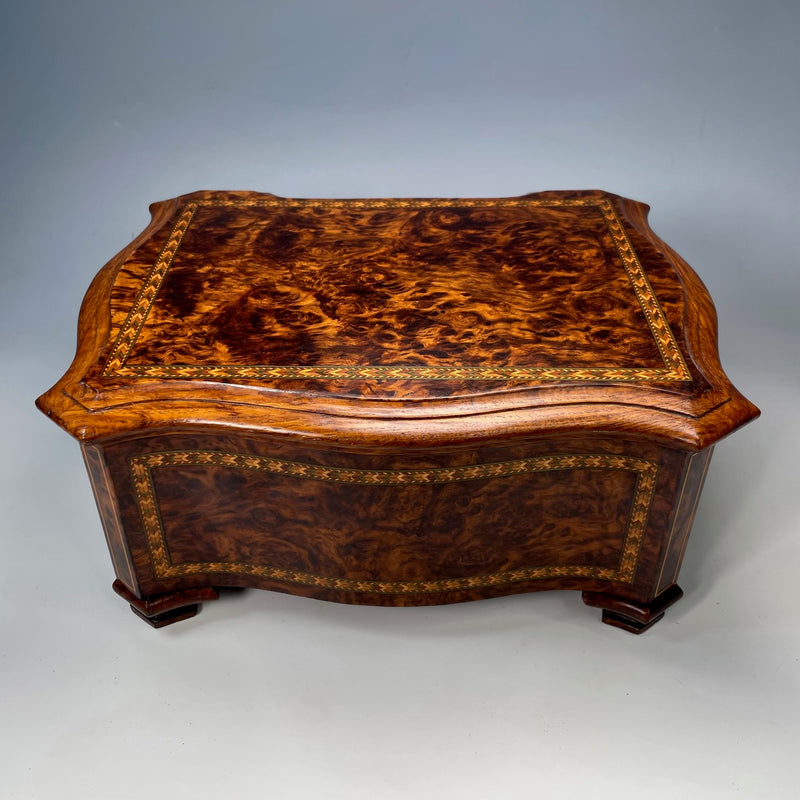 Victorian Burr Elm Inlaid Jewellery Box