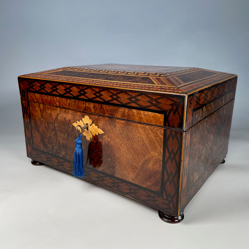 Victorian Walnut Inlaid Sewing Box