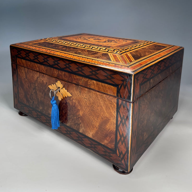 Victorian Walnut Inlaid Sewing Box