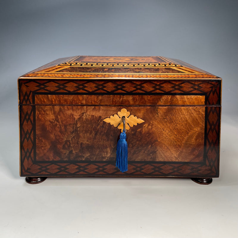 Victorian Walnut Inlaid Sewing Box