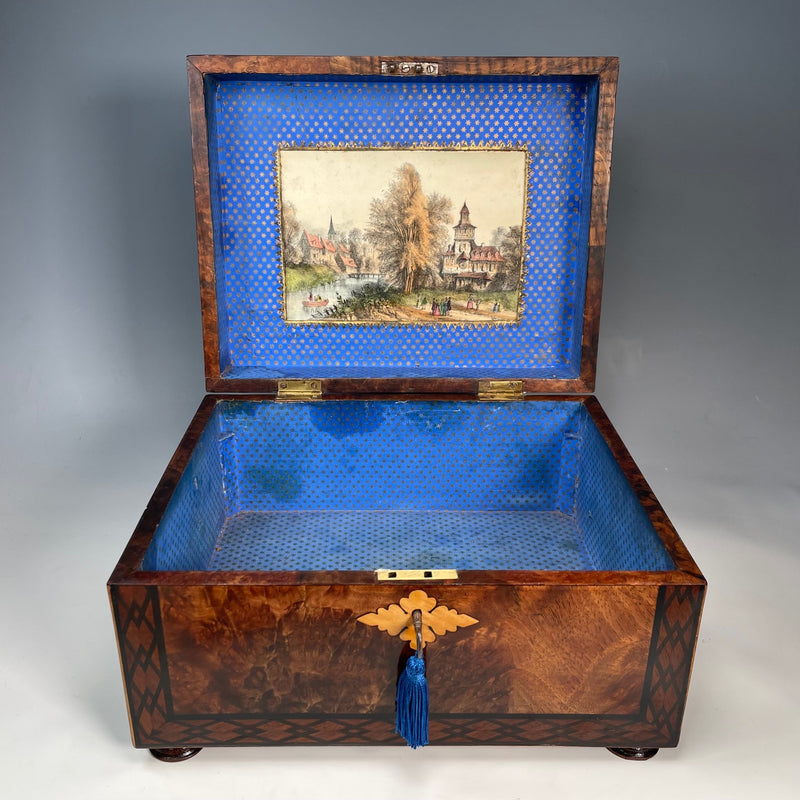 Victorian Walnut Inlaid Sewing Box