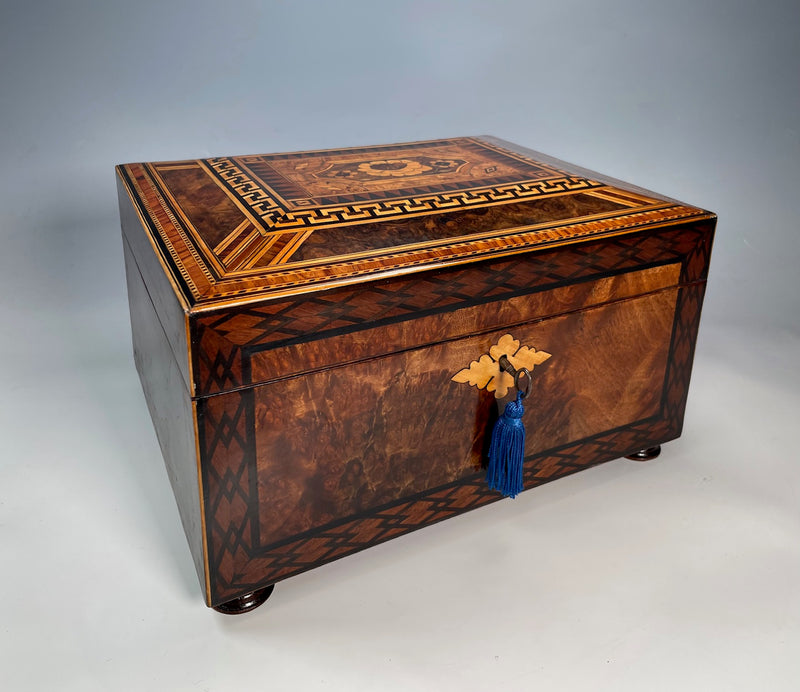 Victorian Walnut Inlaid Sewing Box