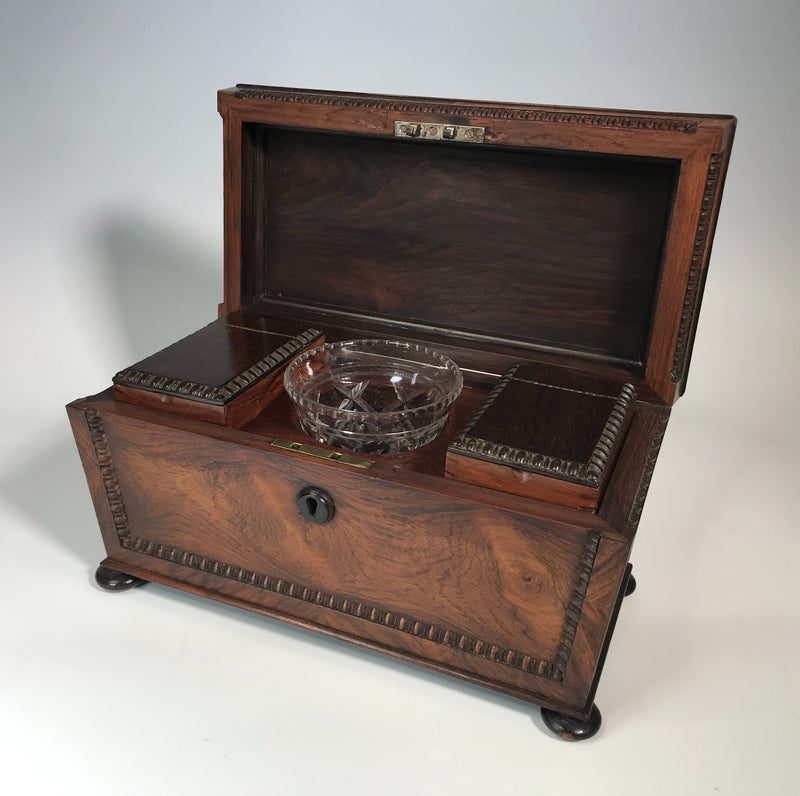 19th Century Iris Rosewood Sarcophagus Tea Caddy