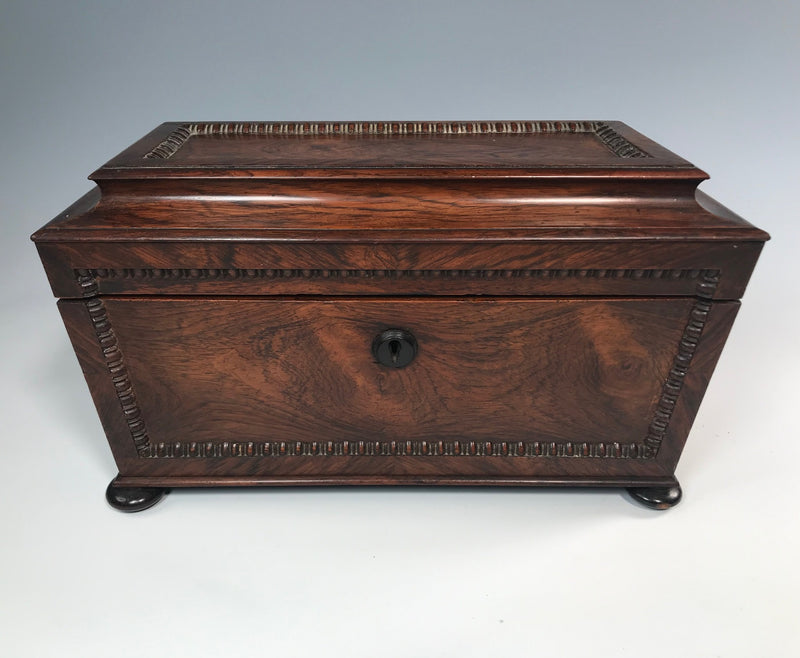 19th Century Iris Rosewood Sarcophagus Tea Caddy