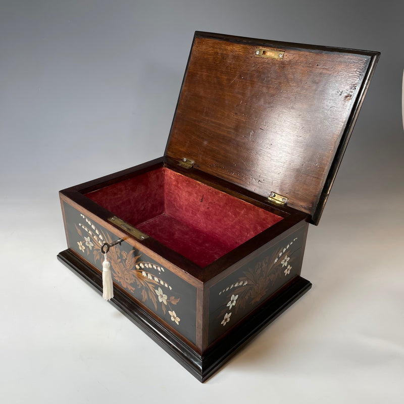 Italian Ebony, Mother of Pearl & Bone Jewellery Casket c 1860