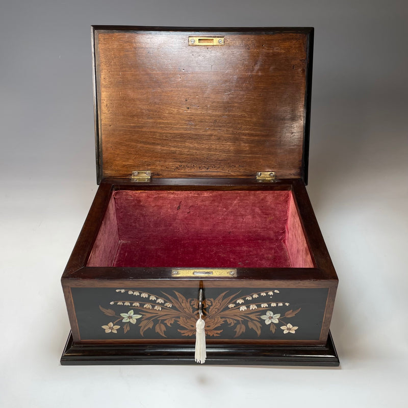 Italian Ebony, Mother of Pearl & Bone Jewellery Casket c 1860