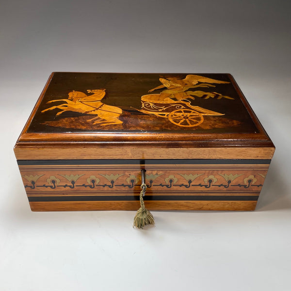 Art Deco Jewellery Box with Chariot Rider and Horses