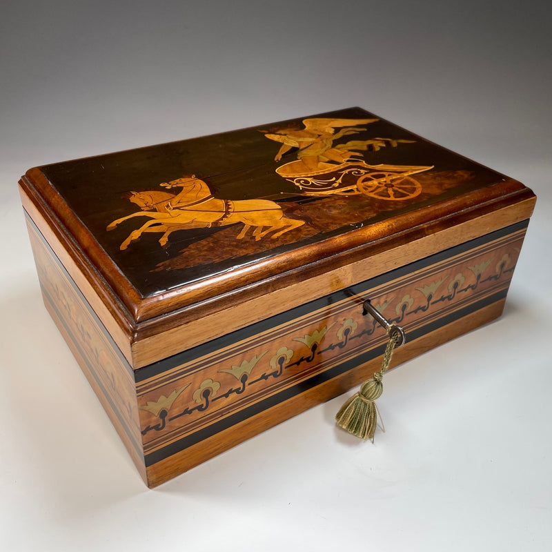 Art Deco Jewellery Box with Chariot Rider and Horses