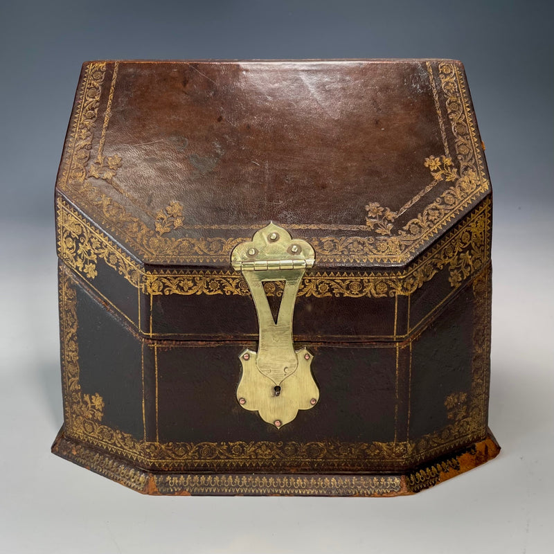 19th Century Gilt Tooled Leather Stationery Box by Dreyfous