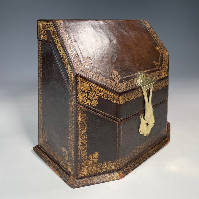 19th Century Gilt Tooled Leather Stationery Box by Dreyfous