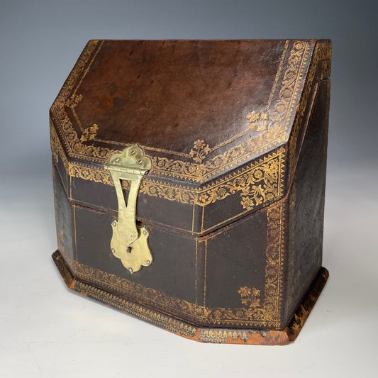 19th Century Gilt Tooled Leather Stationery Box by Dreyfous