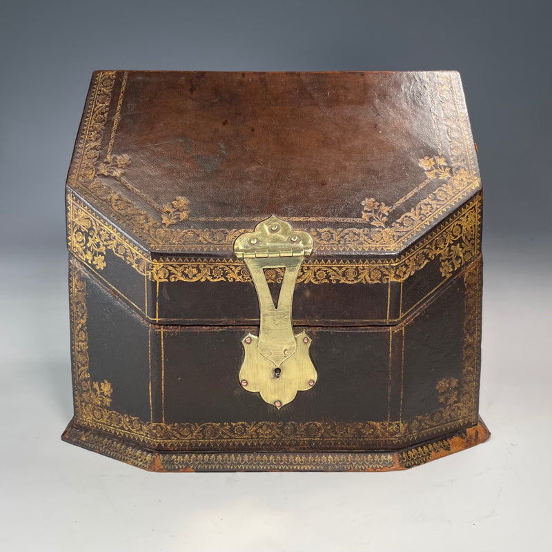 19th Century Gilt Tooled Leather Stationery Box by Dreyfous