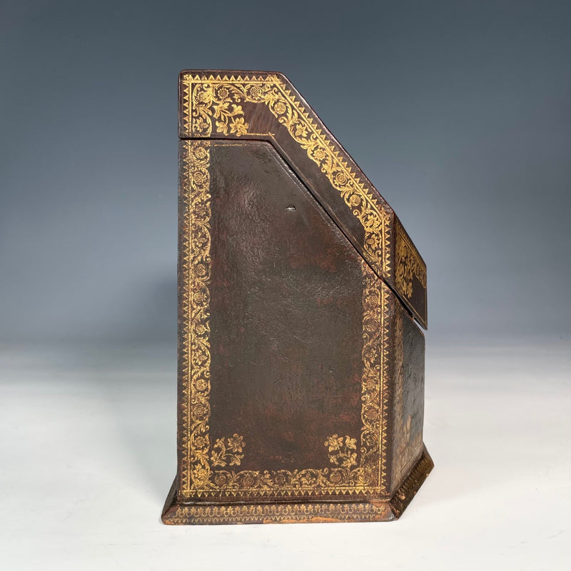 19th Century Gilt Tooled Leather Stationery Box by Dreyfous