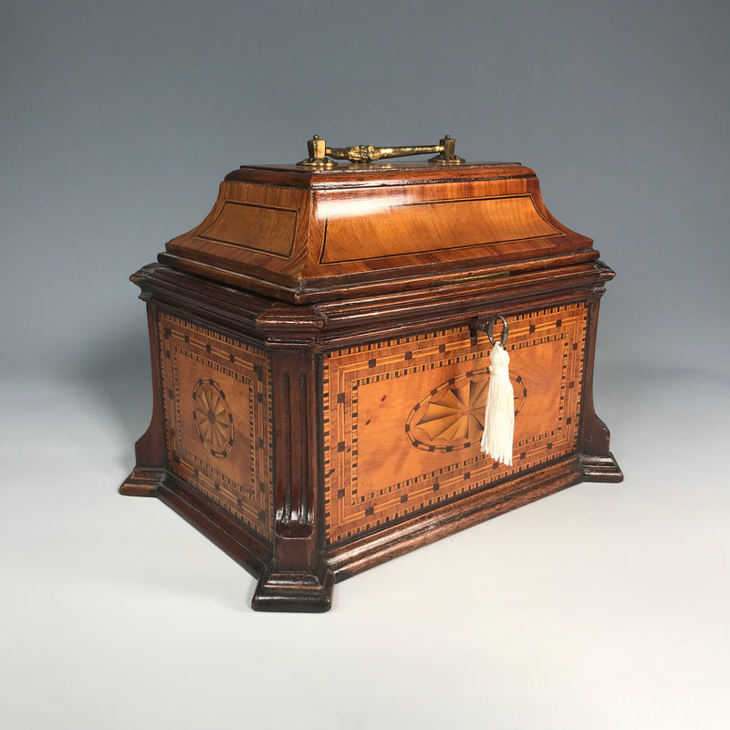 19th Century Kingwood & Parquetry Tea Caddy