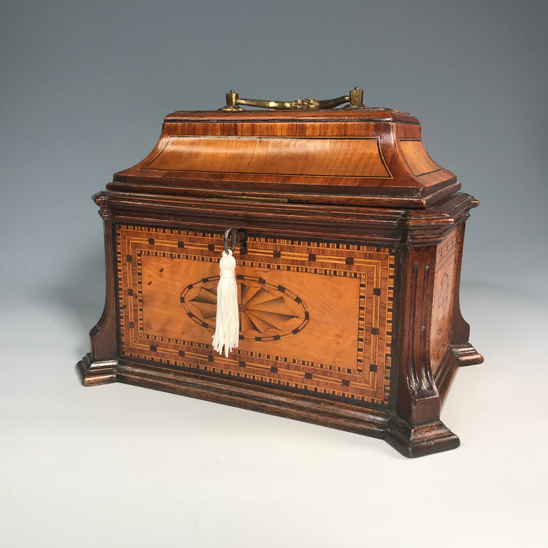 19th Century Kingwood & Parquetry Tea Caddy