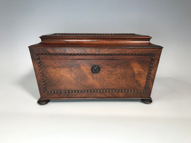 19th Century Iris Rosewood Sarcophagus Tea Caddy