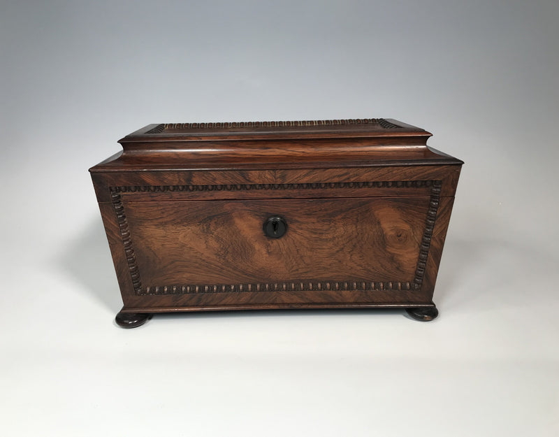 19th Century Iris Rosewood Sarcophagus Tea Caddy