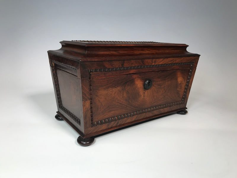 19th Century Iris Rosewood Sarcophagus Tea Caddy