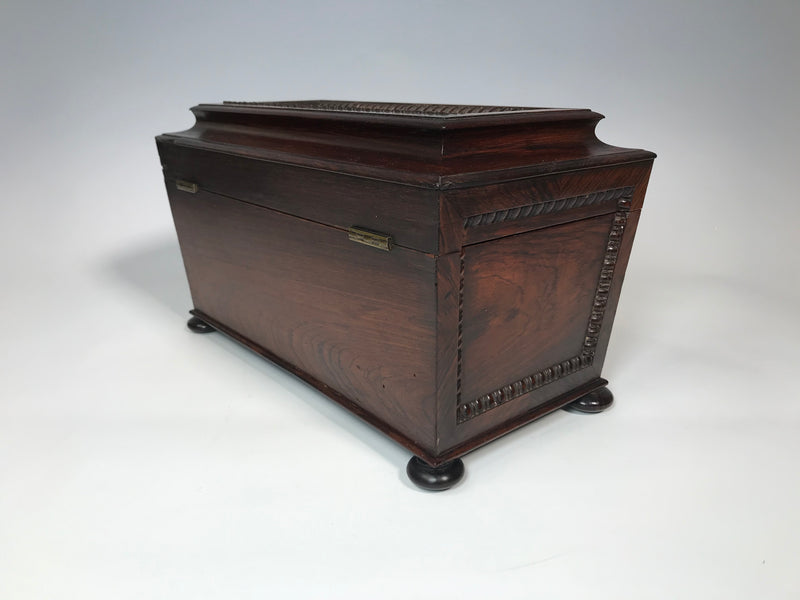 19th Century Iris Rosewood Sarcophagus Tea Caddy