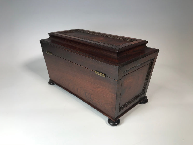 19th Century Iris Rosewood Sarcophagus Tea Caddy