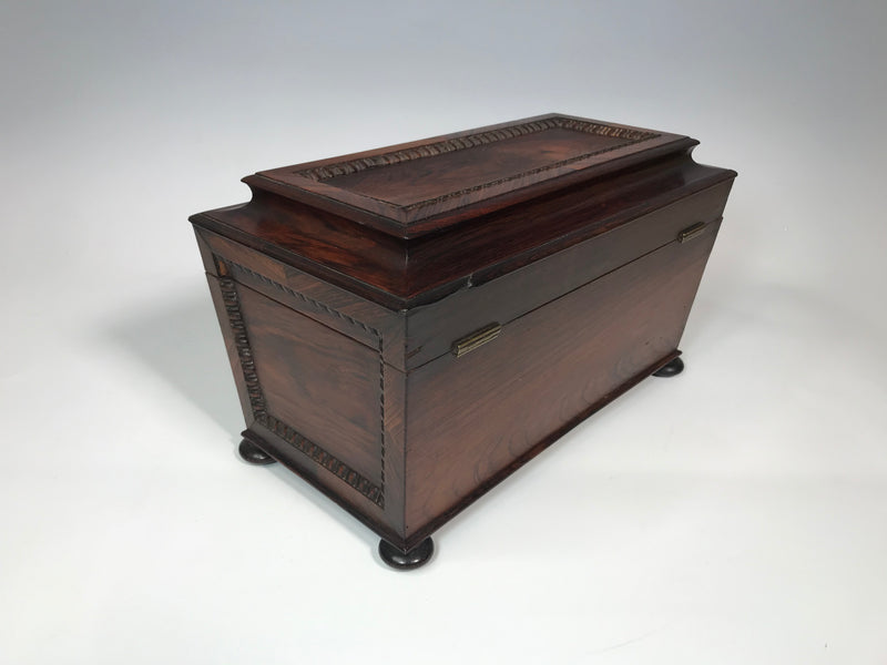 19th Century Iris Rosewood Sarcophagus Tea Caddy