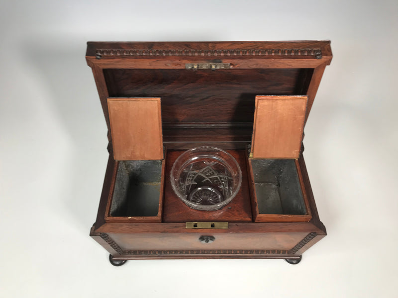 19th Century Iris Rosewood Sarcophagus Tea Caddy