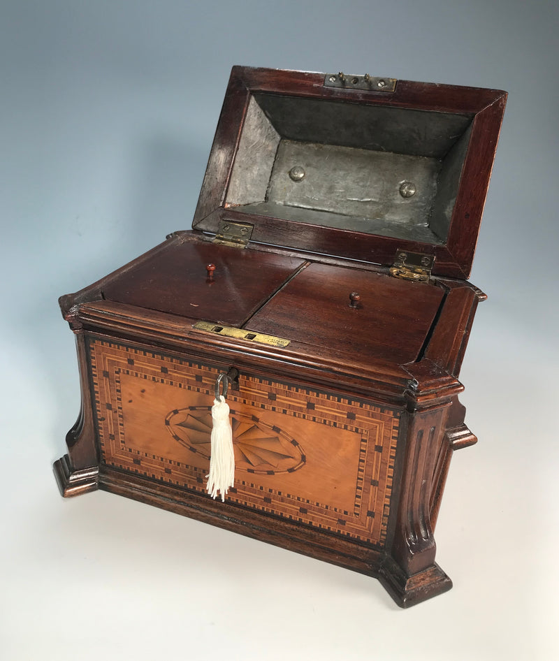 19th Century Kingwood & Parquetry Tea Caddy