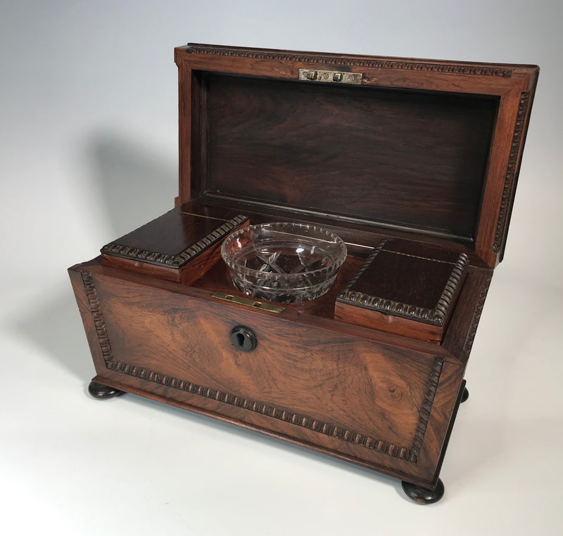 19th Century Iris Rosewood Sarcophagus Tea Caddy